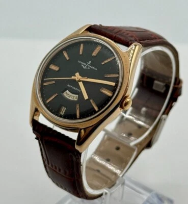 Vintage Ulysse Nardin 1950-60's Automatic Day-Date Gold Plate, Black Dial, 34mm - Image 1 of 4