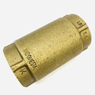 EVERFLOW 150T112-NL 1-1/2" IPS SPRING LOADED INLINE CHECK VALVE - BRASS - Image 1 of 4