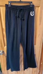 Victoria's Secret PINK Ivy Fleece High Waist Flare Sweatpants Sz L Black - Picture 1 of 12