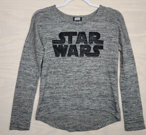 Star Wars Girls Size Large Sweater Shirt Top Long Sleeve Metallic Gray Sheer - Picture 1 of 8