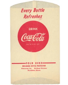 Coke Soda Server Vintage 1940s NOS Coca-Cola Bottle Paper Wrapper Red Button - Picture 1 of 1
