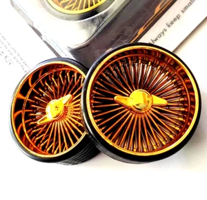HOPPIN HYDROS 1/24-1/18 SUPER SPOKES SMOOTH 2 Prong Cap LOWRIDER Rim Tire GOLD - Picture 1 of 11