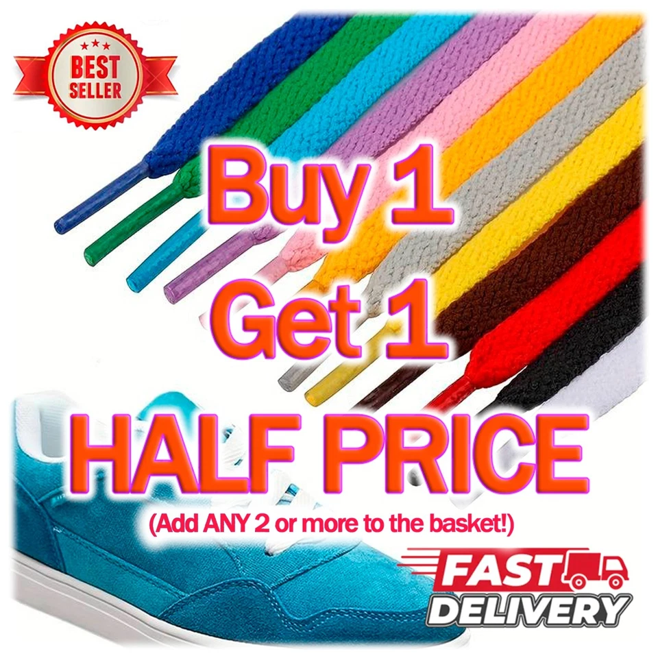 Flat Trainers Boot Shoe Laces Pair Colour Quality Ties Short Long Kids Adult UK - Image 1 of 4