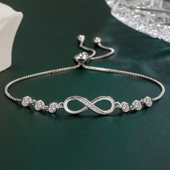 Bracciale Infinito Braccialetto Donna placcato argento 925 - Idea regalo - Immagine 1 di 1