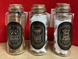 3” Set of 3 Halloween Potion Bottles Brooms Bones Eyes Target Brand New Sealed - Picture 1 of 9