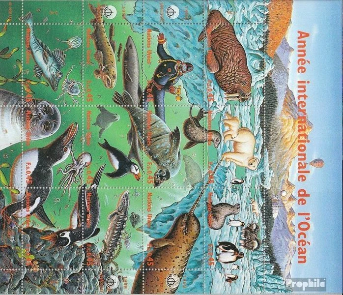 Naciones Unidas - Ginebra 334-345 zd-pliegos sobres primer día 1998 año del Océa - Imagen 1 de 1