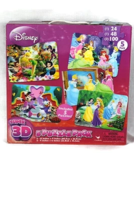 Disney Princesses Super 3D Jigsaw 5 Puzzle Pack D1 - Image 1 of 4