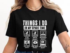 Camiseta Funny Cricket Lover, Things I Do in My Spare Time Camiseta gráfica divertida - Imagen 1 de 12
