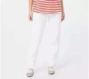 Denim & Co. Original Waist Stretch Side Pocket Pants--White-Petite XXS-A375348 - Picture 1 of 4