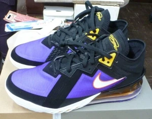 NIKE LEBRON XVIII LOW 18 BLACK WHITE FIERCE PURPLE LAKERS CV7562 003 sz 11 - Picture 1 of 12