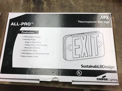 All Pro White Thermoplastic AC LED Exit Sign  APX7R - Image 1 of 3
