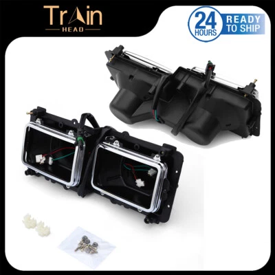 Par de bases de carcasa de faros para Freightliner FLD 112 120 1989-2003 izquierda y derecha Foto 1 de 4