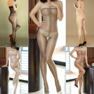 5PCS Women's Sheer Shiny Bodystocking Catsuit Oil Glossy Tube Bodysuit Pantyhose - Picture 1 of 15