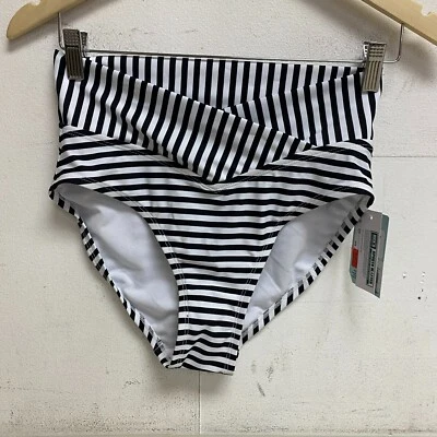DSG Women's V High Waist Swim Bottoms Even Stripe Black/White DSW2804PRTZ - Image 1 of 4