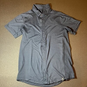 Smartwool Button Up Shirt Sport 150 Navy Blue Merino Wool Blend Short Sleeve Sm - Picture 1 of 5