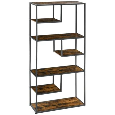 HOMCOM 7 Tier Storage Shelves | Free Standing Book Shelf for Study | Living Room - Image 1 of 4