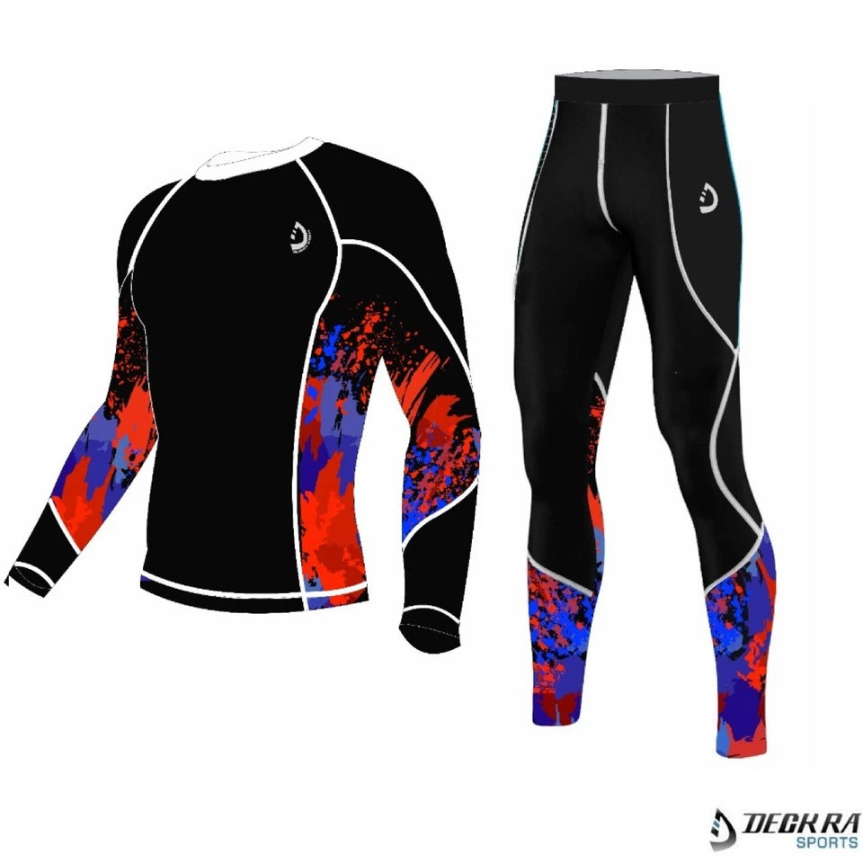 Conjunto de medias de compresión para hombre calce en la piel gimnasio correr yoga pantalones + camisas capas base Foto 1 de 1