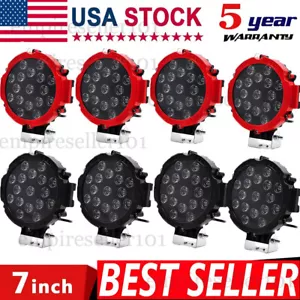 2/4PK 7"inch Round LED Work Light Bar Pods Driving Fog Headlight Truck Off Road - Picture 1 of 18