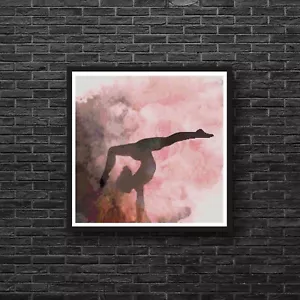 Gymnastics Gymnast Pink Silhouette Counted Cross Stitch Pattern - Picture 1 of 3
