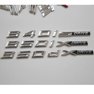 Chrome Trunk Letters Emblems Badges Symbols for BMW 640i 650i 640d 650d XDrive - Picture 1 of 11