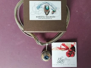 Collana gioielli artigianali Dorota Gulbierz ceramica placcata oro argento - Foto 1 di 10