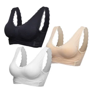 Pack Of 3 Sports Yoga Bra for Women Comfort Pads Fitness Lift Bras Crop Top Vest - Picture 1 of 16