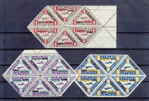 LITHUANIA 1922 Mi 118 I-120 I BLOCKS OF 6 INCL. VERT & HORIZ TETE-BECHE MNH** - Picture 1 of 1