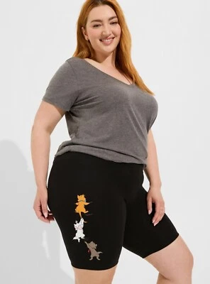 Torrid Disney Aristocats Bike Shorts Marie Black NWT New 6X - Image 1 of 4