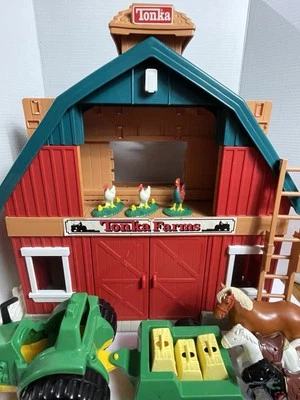 ENORME Lote de Silos de Granero Tonka Farms Juego Tractor Animales Cerca Heno 1995 C1 Foto 1 de 4