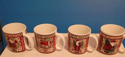 Juego de 4 tazas de café de Navidad Sakura Magic of Santa Debbie Mumm 1996 Foto 1 de 2