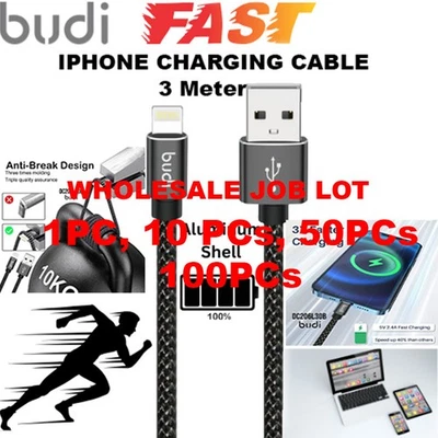 Wholesale Lot Upto 100Pcs 3M USB To 8 Pin iPhone Fast Charging & Data Sync Cable - Image 1 of 4