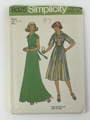 Dress Size S (10-12) Vintage 70s CUT Pattern 8025 Collar Tie Ends Sleeveless - Image 1 of 2