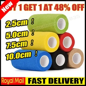 10Rolls Cohesive Elastic Bandage Adhesive Wrist Ankle Gauze Tape Vet Wrap 4.5m. - Picture 1 of 17