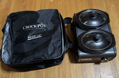 Crock-Pot SCCPMD1-CH Hook Up Double Oval Connectable 2 1-Quart Slow Cookers Pots - Image 1 of 4