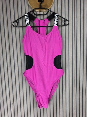 New Yorker Badeanzug high hips s 36 neon pink schwarz mesh sexy - Bild 1 von 4