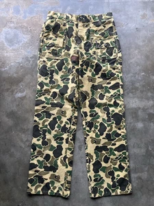 Vintage USA Made Chamois Cloth Cotton Duck Camo Pants 33x32 fit 60s hunting - Picture 1 of 13
