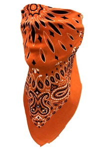 VELCRO®Brand ADJUSTABLE Harley Orange PAISLEY FACE NECK COVER Sun Block BANDANA - Picture 1 of 5