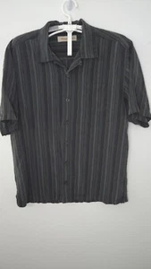 Tommy Bahama Mens Medium Blue Striped Hawaiian Short Sleeve Silk Shirt M120 - Picture 1 of 8
