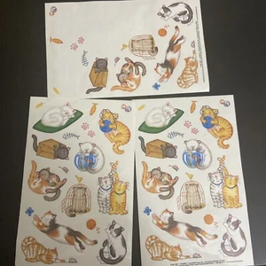 VINTAGE 2.5 BEAUTIFUL CATS & KITTENS STICKER SHEET CURRENT 1991 76677 - Picture 1 of 4
