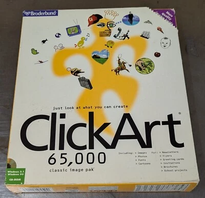 Click Art 65,000 Starter Image Pak Software  Windows 3.1, 95  Stationery Shop - Image 1 of 4