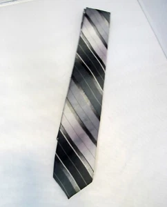Corbata de cuello gris gris negra con patrón a rayas novedad para hombre - Imagen 1 de 5