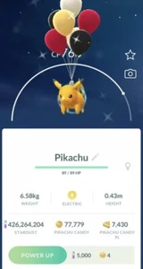 ✨ Globo negro brillante Flying Pikachu ✨ Pokemon Go ✅ - Imagen 1 de 1