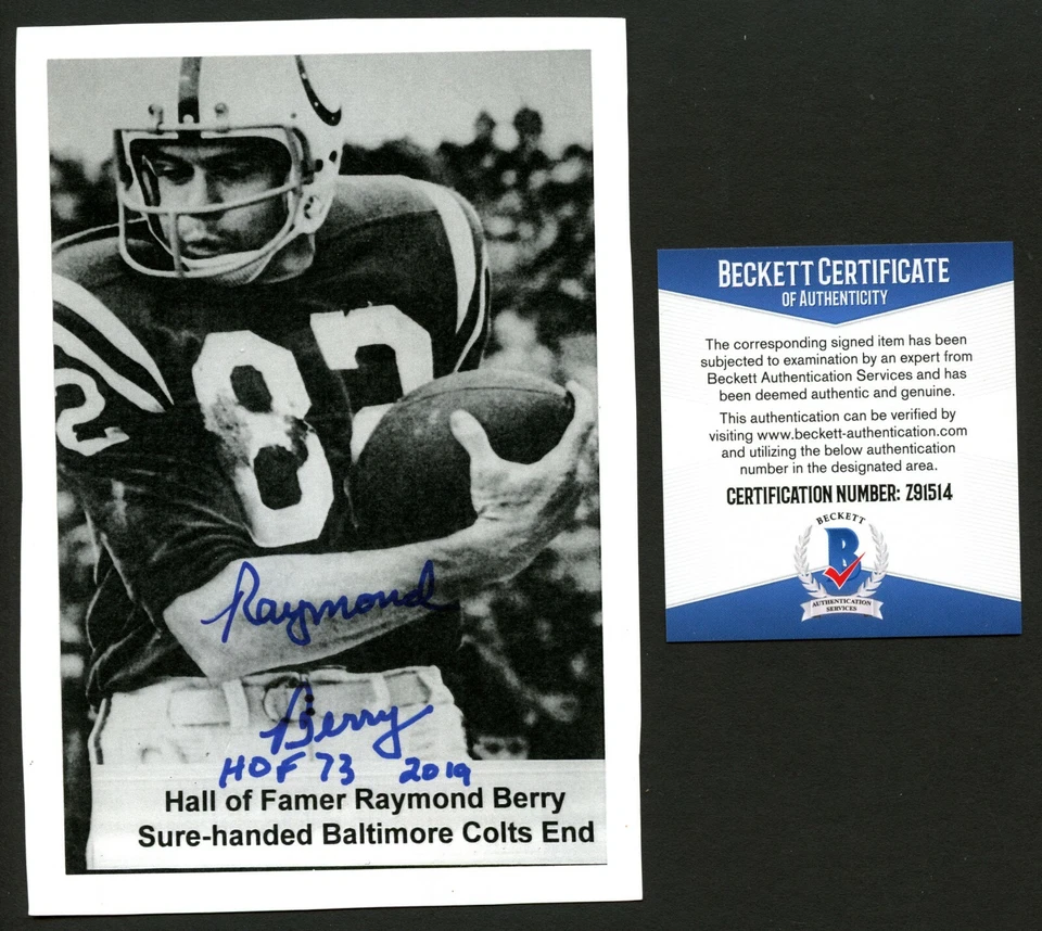 Raymond Berry signed autograph auto 4x6 Photo Baltimore Colts BAS COA - Image 1 of 1