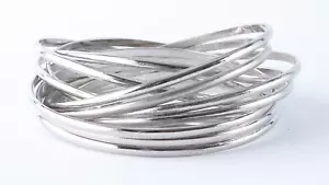 STAINLESS STEEL 11 PIECE ROLLING SLIP ON BANGLE, 7" WRIST - Picture 1 of 3