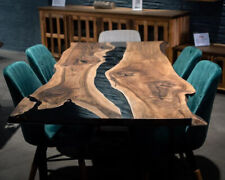 72"x  36" Custom Black Epoxy Resin Wooden River Style Center  Dining Table Top