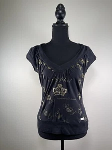 Vintage 2000s Y2K Baby Phat V Neck Shirt Black Women’s Size L - Picture 1 of 8