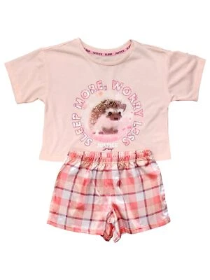 Justice Girls Pink & Purple "Sleep More, Worry Less" Pajama Sleep Set - Image 1 of 2