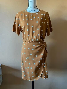 NWT & Other Stories Brown Polka Dot Knot Detail Dress Size 8 - Picture 1 of 5