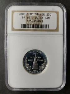 2000 S Proof 25c Maryland State Silver Quarter Dollar NGC PF69 W Ultra Cameo - Picture 1 of 3