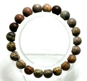 Bracciale diaspro rosso naturale opaco tondo 8 mm pietre preziose perline elastico - PGB22 - Foto 1 di 3